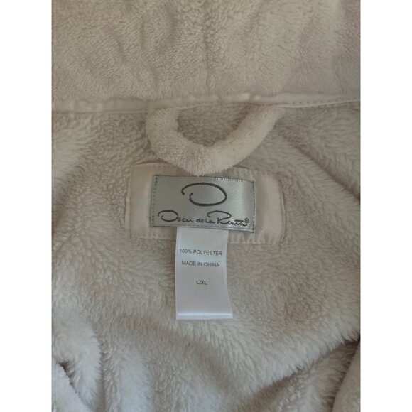 Oscar De La Renta Beige Plush Leopard Embossed Print Robe L/XL - Picture 5 of 8